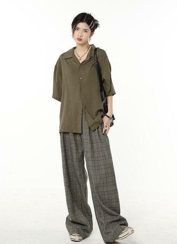 Y2K Grunge Wide Leg Plaid Pants for Retro Summer Outfits