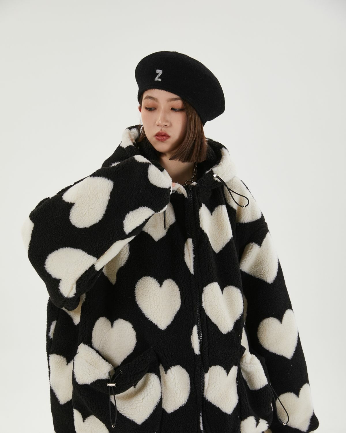 Y2K Heart Pattern Hooded Jacket for Trendy Summer Outfits