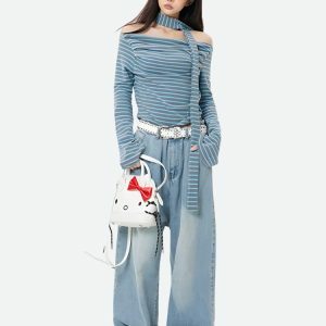 Y2K Hello Kitty Jeans: Retro 90s Grunge Outfit for Summer Vibes