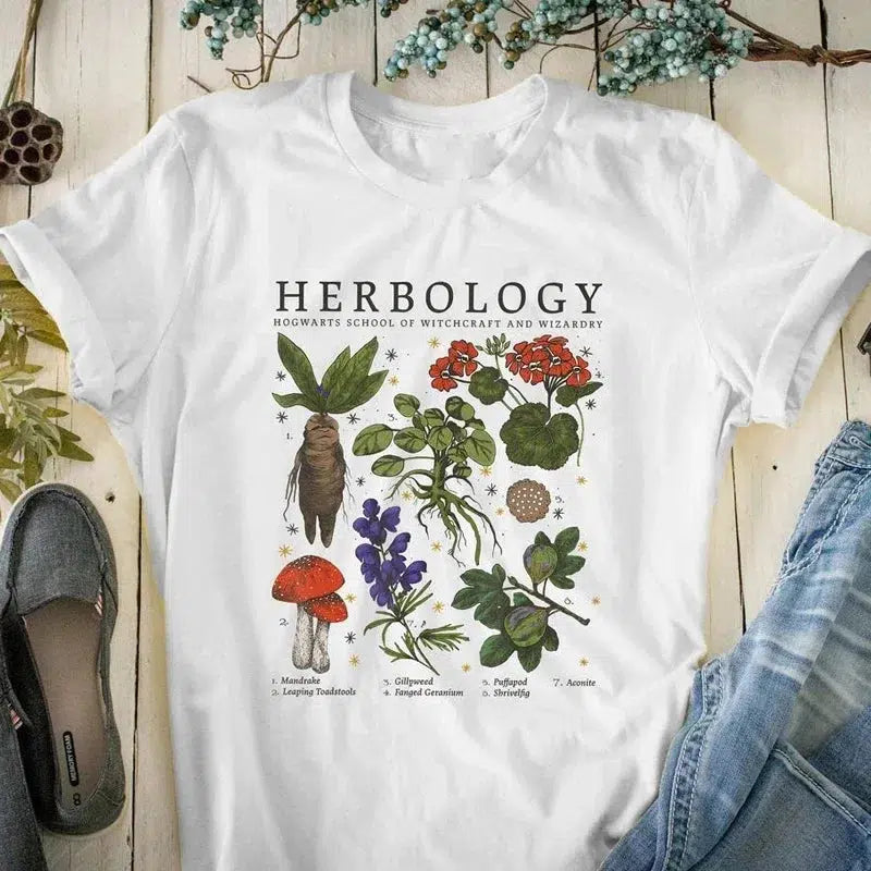 Y2K Herbology Tee: Retro 90s Grunge Top for Summer Outfits