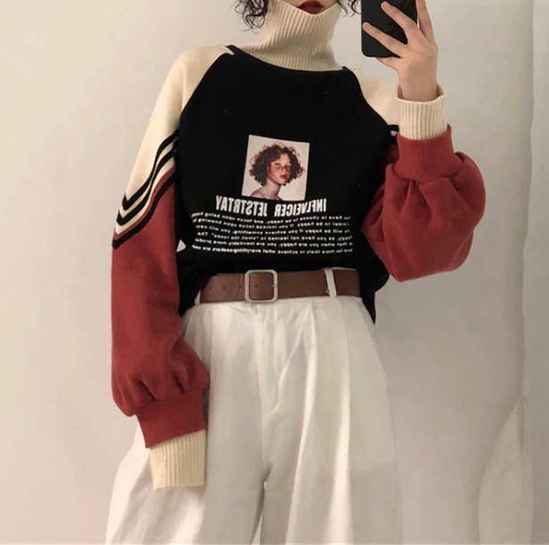 Y2K High Neck Sweatshirt - Retro 90s Grunge Style for Summer Outfits