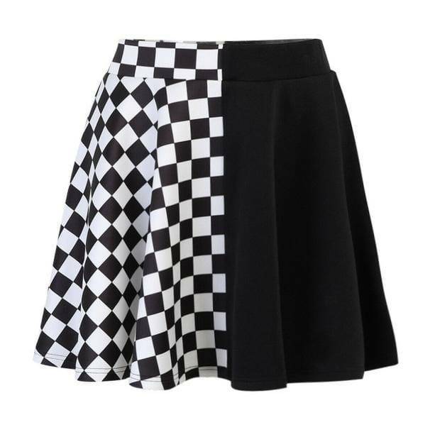 Y2K High Waist Checkered Skirt - Retro 90s Grunge Summer Outfit