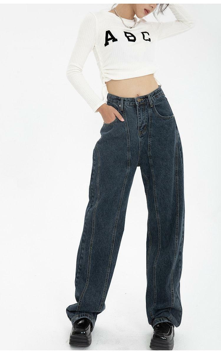 Y2K High Waisted Wide Leg Jeans for Retro 90s Grunge Summer Outfits