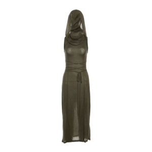 Y2K Hooded Slit Maxi Dress - Trendy Summer Outfit for Retro Vibes