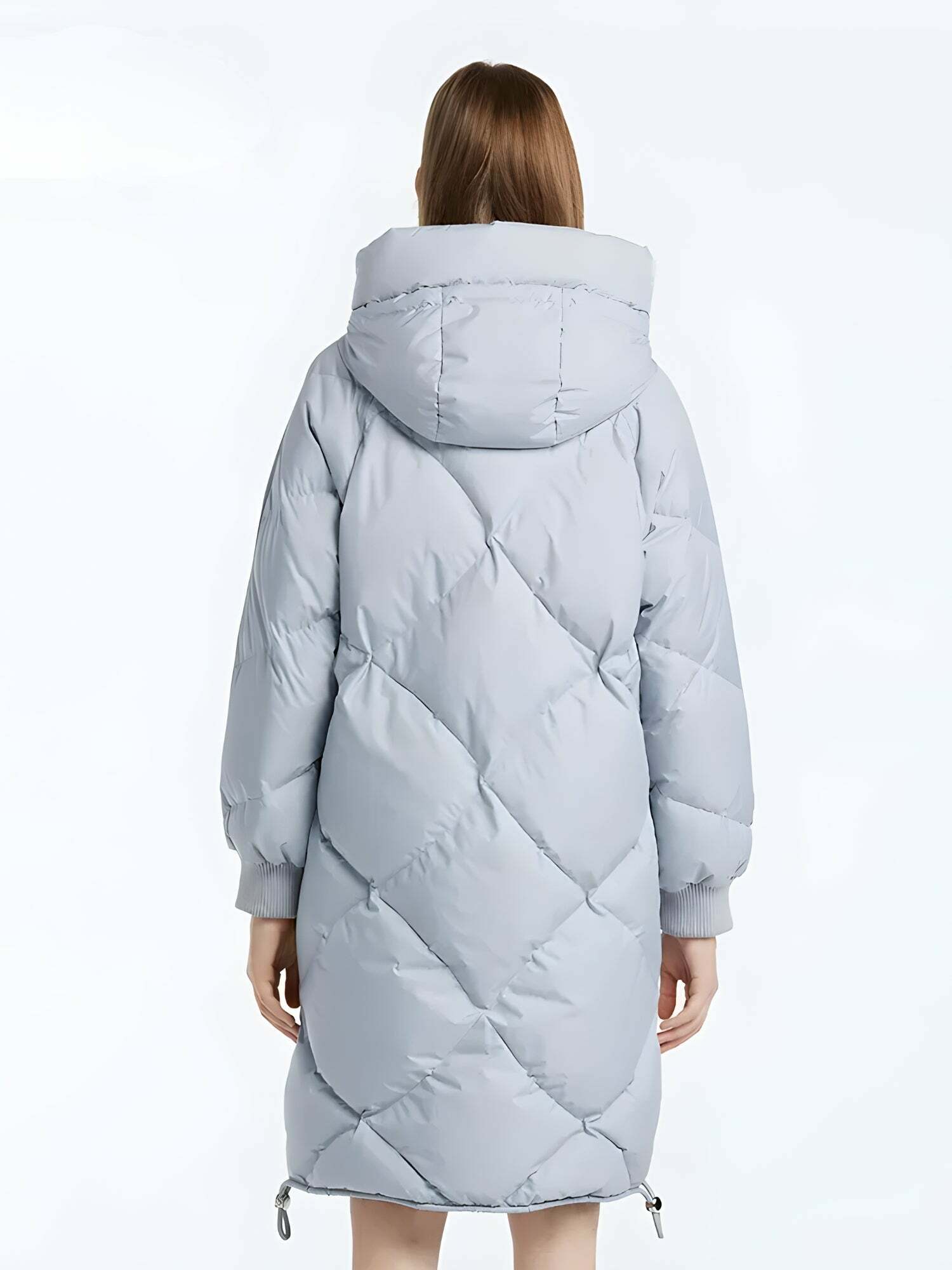 Y2K Hooded Zip-Up Long Puffer Coat for Retro Winter Style