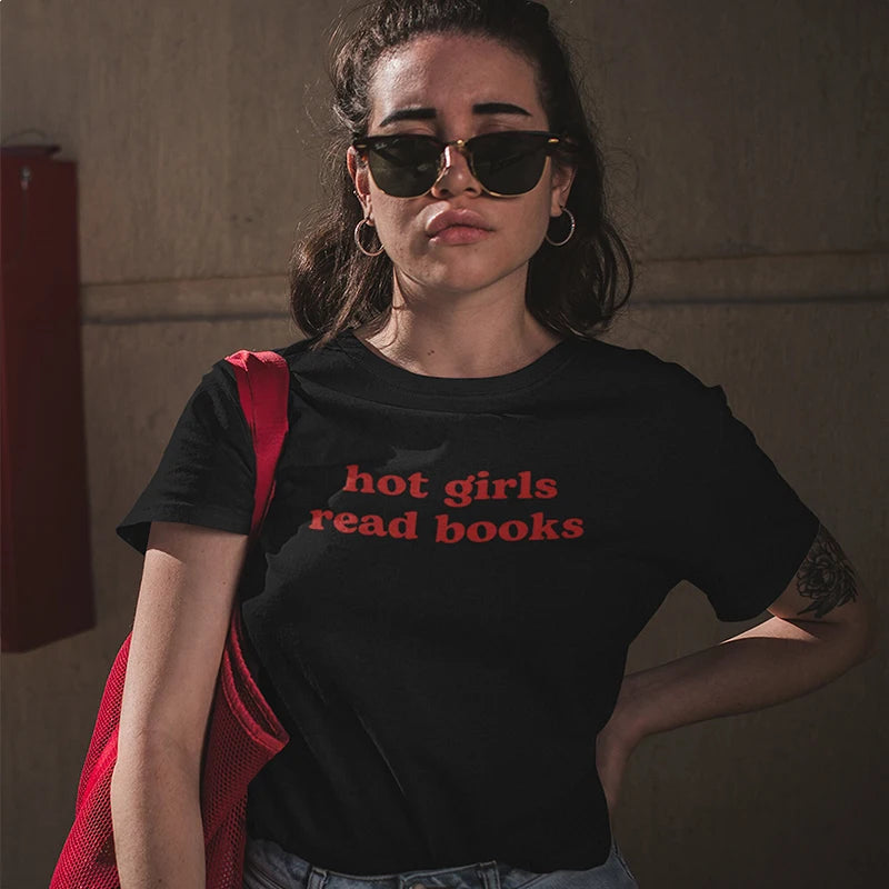 Y2K Hot Girls Read Books Graphic Tee - Retro 90s Summer Outfit