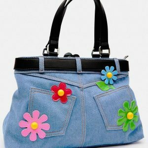 Y2K-Inspired Belted Denim Handbag for Retro Summer Outfits