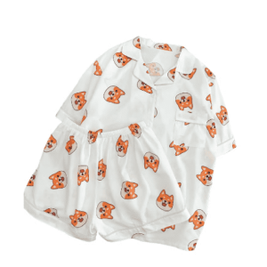 Y2K Inspired Sleeping Fox Pajama Set for Cozy Summer Nights