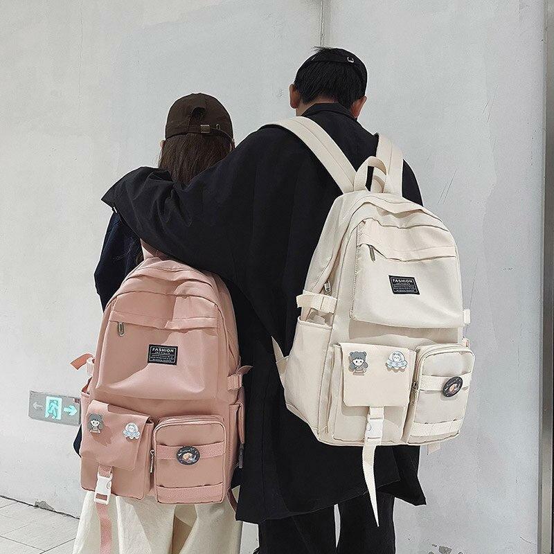 Y2K-Inspired Unisex School Backpack with Extra Pockets for Retro Style