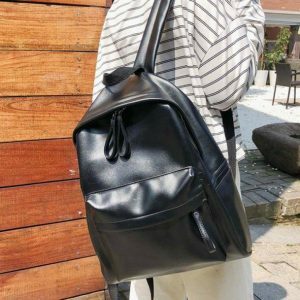 Y2K-Inspired Vegan Leather 90s Style Backpack for Retro Fashion Lovers