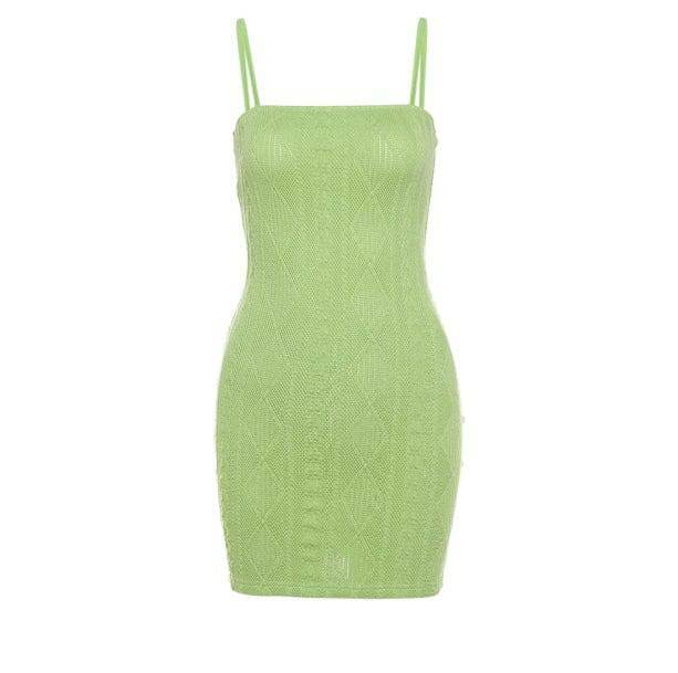 Y2K Knitted Lime Dress - Trendy Summer Outfit for Retro Vibes