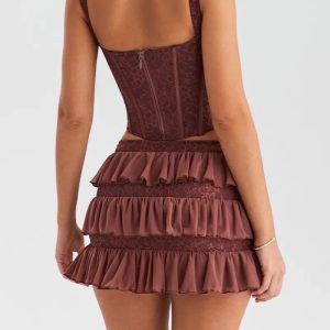 Y2K Lace Corset Top & Mini Skirt Set for Trendy Summer Outfits