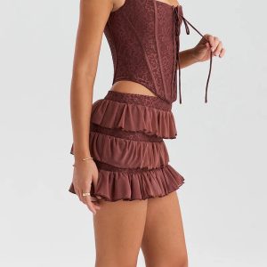 Y2K Lace Corset Top & Mini Skirt Set for Trendy Summer Outfits