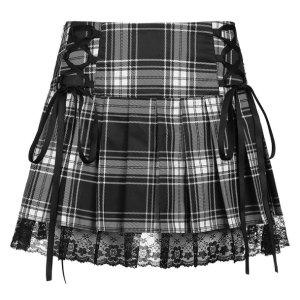 Y2K Lace Up Plaid Skirt - Retro Grunge Summer Outfit Essential