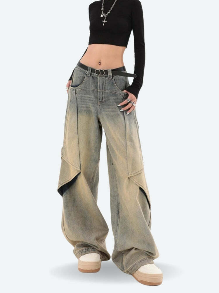 Y2K Layered Denim Skater Jeans for Retro Summer Outfits