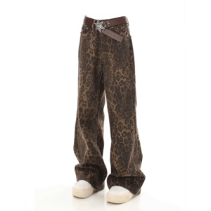 Y2K Leopard Print Loose Pants for Trendy Summer Outfits