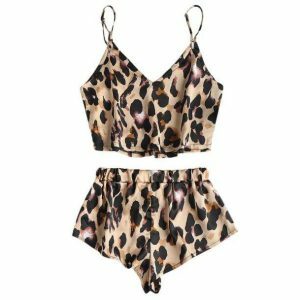 Y2K Leopard Satin Pajama Set for Retro Summer Nights and Chill Vibes