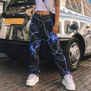 Y2K Lightning Pants: Trendy Grunge Style for Summer Outfits