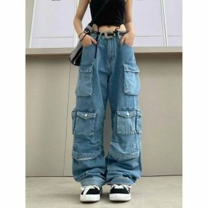 Y2K Multi-Pocket Aesthetic Pants for Retro Summer Outfits