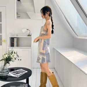 Y2K Open Back Mini Dress - Trendy Summer Outfit for Retro Vibes