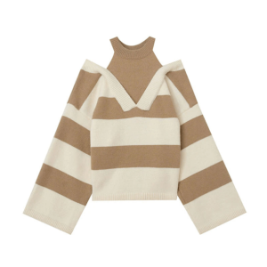 Y2K Open Shoulder Stripe Sweater - Trendy Summer Outfit for Retro Vibes