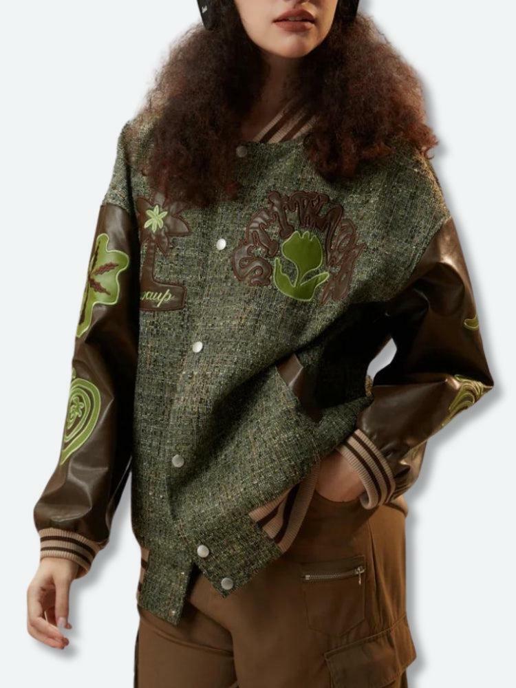 Y2K Patchwork Bomber Jacket: Retro Grunge Style for Summer Outfits