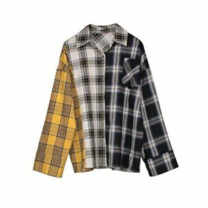 Y2K Patchwork Shirt: Retro 90s Grunge Outfit for Summer Vibes