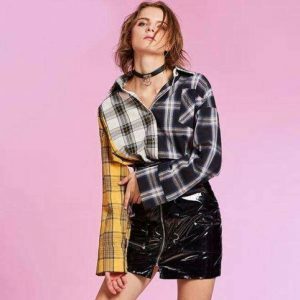 Y2K Patchwork Shirt: Retro 90s Grunge Outfit for Summer Vibes