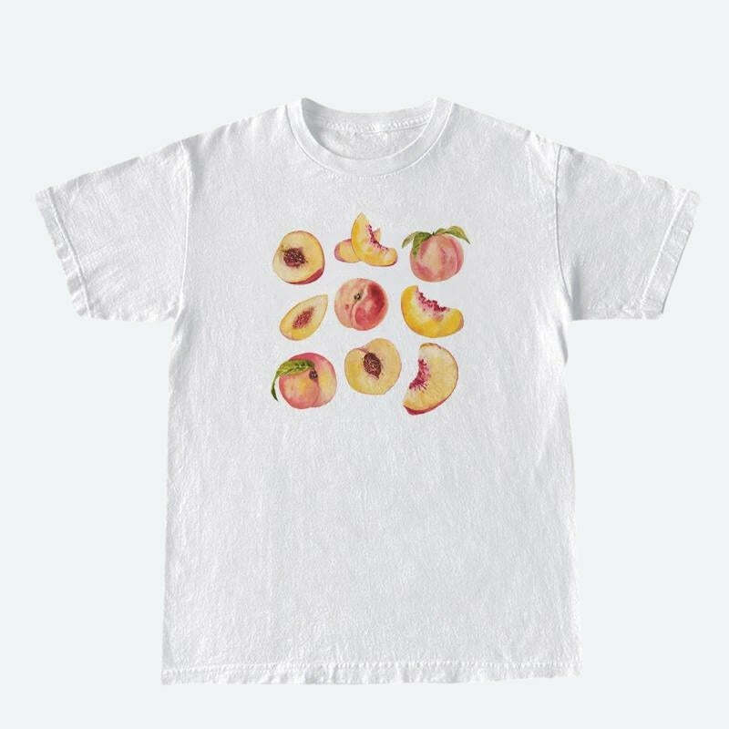 Y2K Peaches Tee: Retro Summer Top for Trendy Y2K Outfits