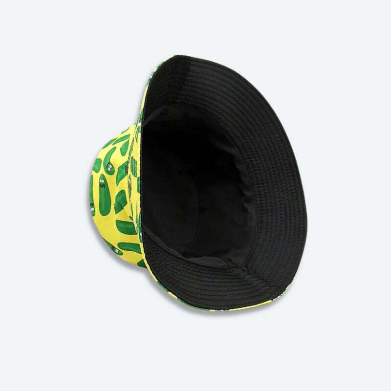 Y2K Pickle Rick Bucket Hat - Retro 90s Grunge Summer Accessory