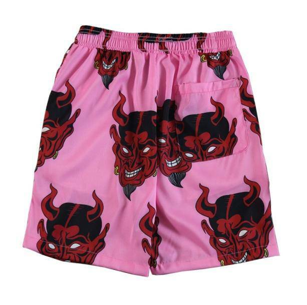 Y2K Pink Demon Shorts: Trendy Grunge Summer Outfit for Bold Style