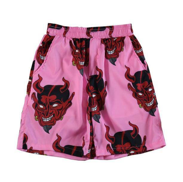 Y2K Pink Demon Shorts: Trendy Grunge Summer Outfit for Bold Style