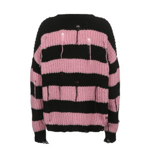 Y2K Pink Distress Emo Sweater - Retro Grunge Style for Summer Vibes