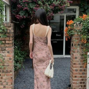 Y2K Pink Maxi Dress - Trendy Summer Outfit for Retro Vibes