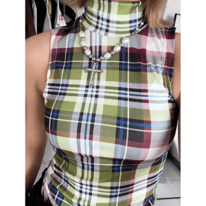 Y2K Plaid Aesthetic Tank Top for Retro Summer Outfits and Grunge Vibes