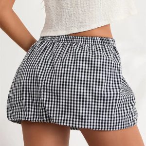 Y2K Plaid Bubble Mini Skirt - Trendy Retro Style for Summer Outfits