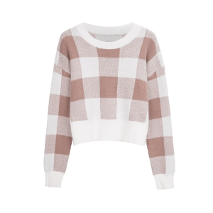 Y2K Plaid Preppy Cropped Sweater for Trendy Summer Outfits