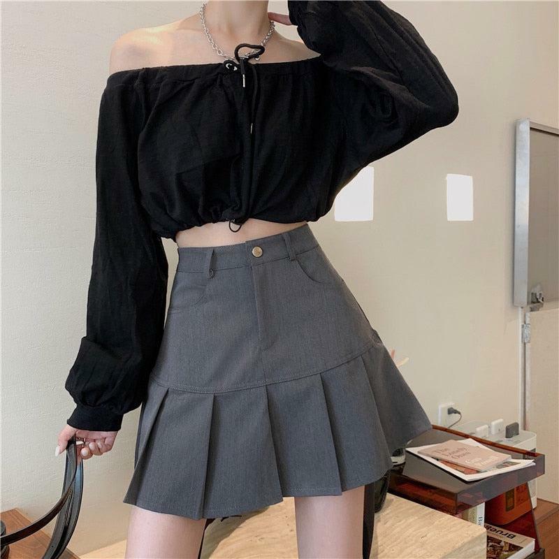 Y2K Pleated College Mini Skirt - Retro 90s Fashion for Summer Outfits