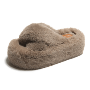 Y2K Plushy Platform Slippers for Retro Summer Vibes and Cozy Style