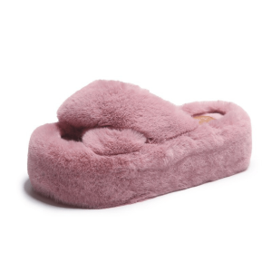 Y2K Plushy Platform Slippers for Retro Summer Vibes and Cozy Style