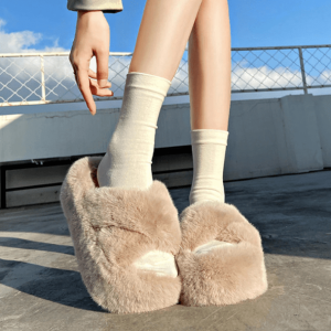 Y2K Plushy Platform Slippers for Retro Summer Vibes and Cozy Style