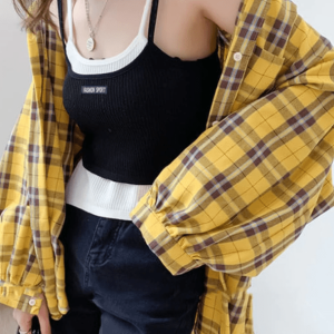 Y2K Preppy Plaid Shirt: Retro 90s Fashion for Summer Outfits