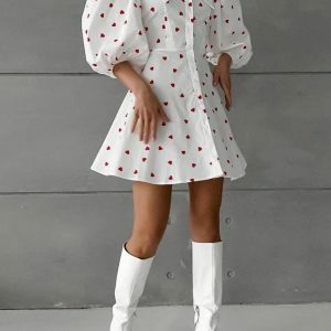 Y2K Puff Sleeve Mini Dress - Retro Summer Outfit for Trendy Women