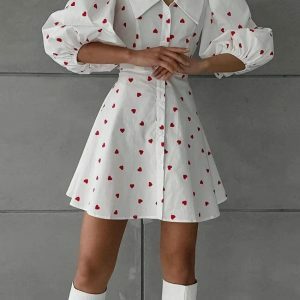 Y2K Puff Sleeve Mini Dress - Retro Summer Outfit for Trendy Women