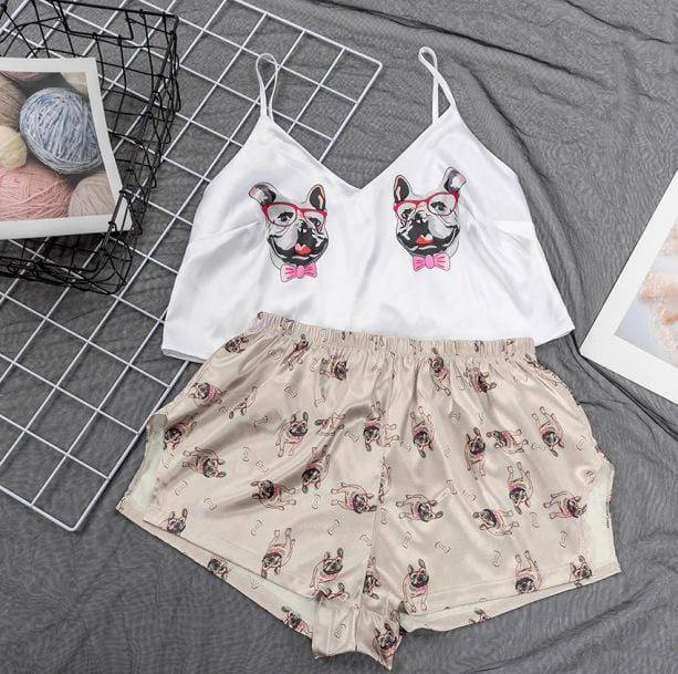 Y2K Puggy Pug Pajama Set - Retro Style for Cozy Summer Nights