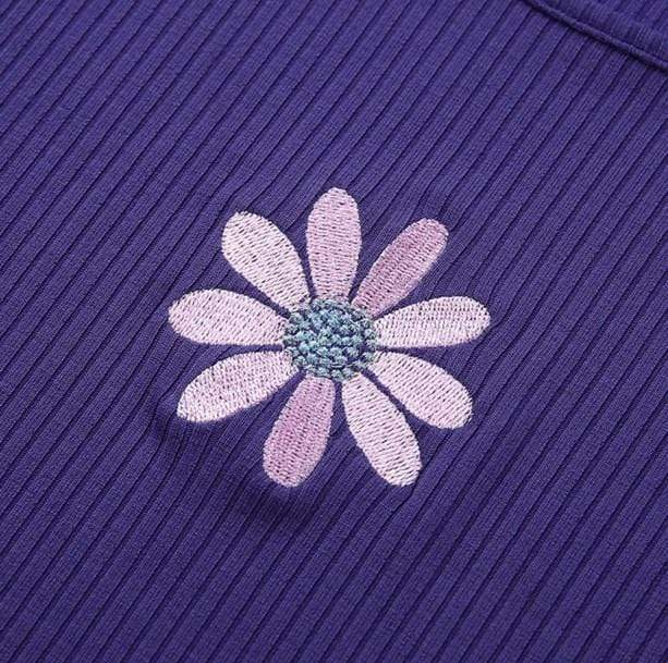 Y2K Purple Daisy Crop Top - Trendy Summer Outfit for Retro Vibes