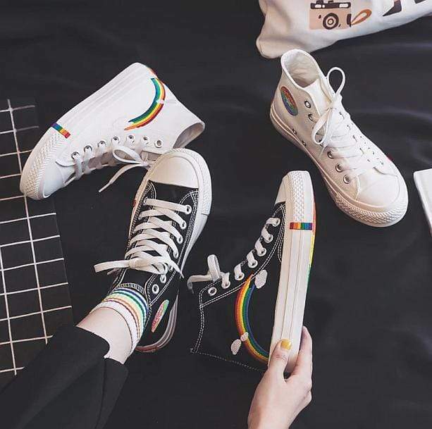 Y2K Rainbow Vibes Sneakers for Retro Summer Outfits and Grunge Styles