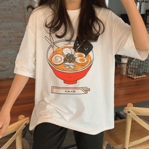 Y2K Ramen Noodles T-Shirt: Retro 90s Grunge Summer Outfit Essential