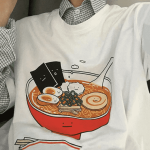 Y2K Ramen Noodles T-Shirt: Retro 90s Grunge Summer Outfit Essential