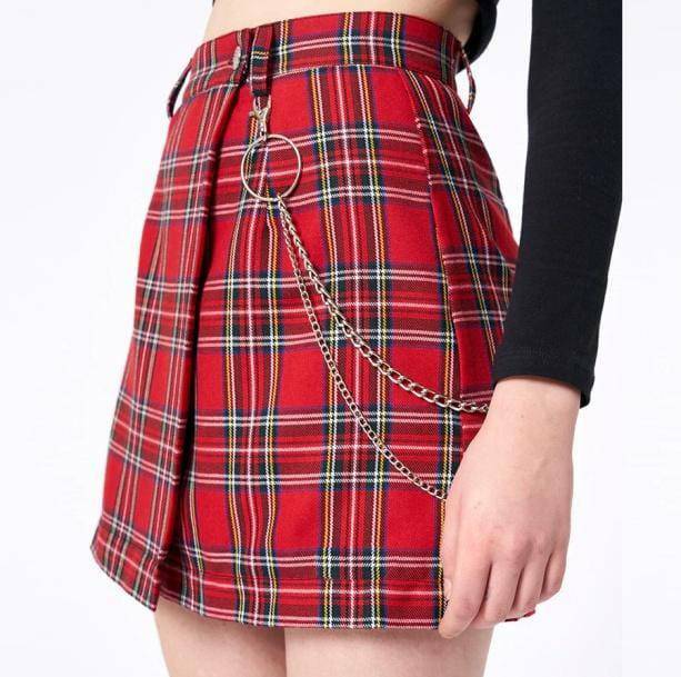 Y2K Red Checkered Skirt - Retro Grunge Summer Outfit Essential